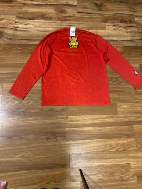 49ERS RED LONG SLEEVE SHIRT (FOREVER COLLECTION) ACID WASH  (RED)