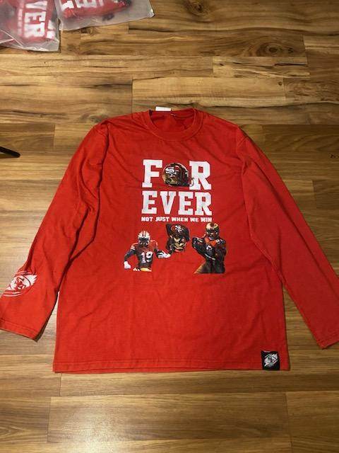 49ERS RED LONG SLEEVE SHIRT (FOREVER COLLECTION) ACID WASH  (RED)